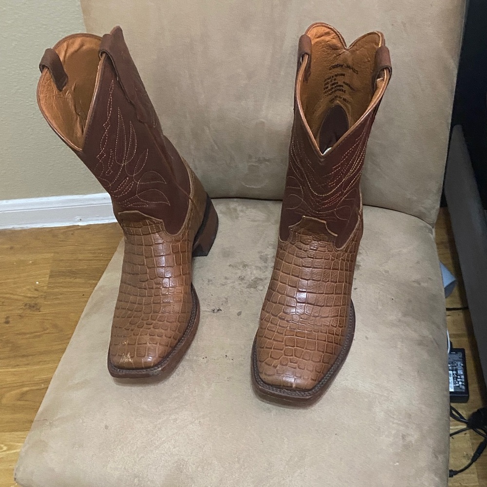 Genuine Leather Crocodile Pattern Cowboy Boots